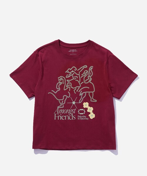 Saturdays NYC（サタデーズ ニューヨークシティ ）の「Amongst Friends Standard Tee（Tシャツ/カットソー・レディース・ブラック/ワイン・S/L）」の4枚目の写真