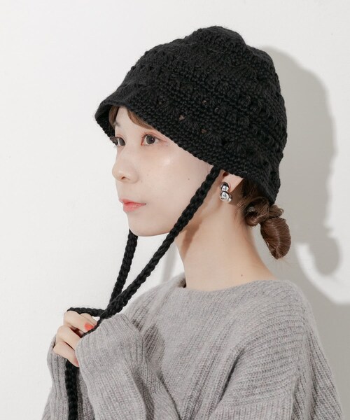 SMELLY（スメリー）の「クロシェニットハット（ハット・レディース・BEG/BLK・-）」の5枚目の写真