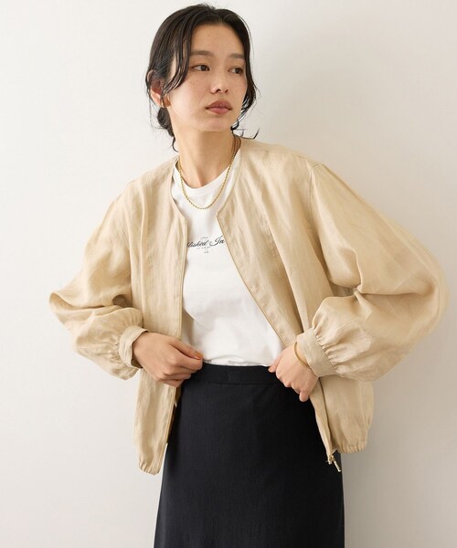 ROPE'（ロペ）の「ウォッシュリネンジップシャツブルゾン/イージーケア（ブルゾン・レディース・ベージュ/カーキ/ブルー・F）」の8枚目の写真
