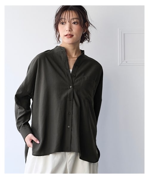 nissen（ニッセン）の「＜大きいサイズ＞【美極シャツ】オーバーサイズ２WAYシャツ（シャツ/ブラウス・レディース・チャコール/オフベージュ/サーモンピンク/サックス/モカブラウン/イエロー・【不要1】/【不要2】/L/LL/3L/4L/5L/6L/8L/10L）」の21枚目の写真