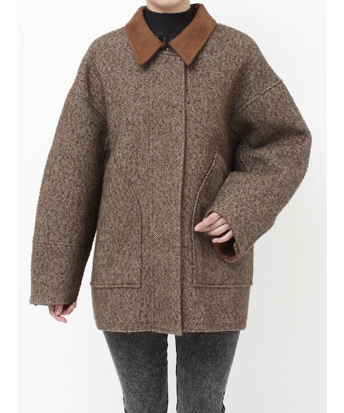 MURUA（ムルーア）の「リバーシブルミドルコート（ステンカラーコート・レディース・ブラウン/カーキ・F）」の3枚目の写真