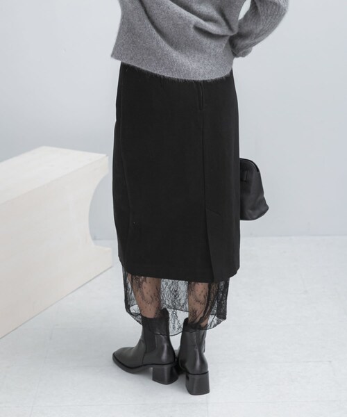 URBAN RESEARCH ROSSO（アーバンリサーチロッソ）の「レースレイヤードミディスカート（スカート・レディース・IVORY/BLACK・36/38）」の15枚目の写真