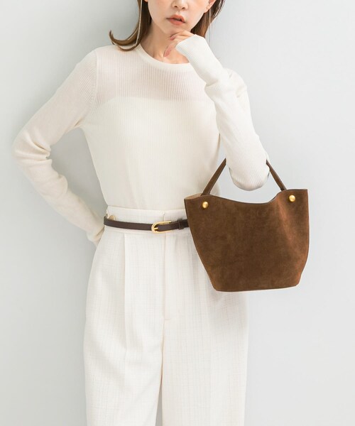 URBAN RESEARCH ROSSO（アーバンリサーチロッソ）の「シルク混リブデザインニット（ニット/セーター・レディース・WHITE/CREAM/GRAY/D/NAVY・FREE）」の5枚目の写真