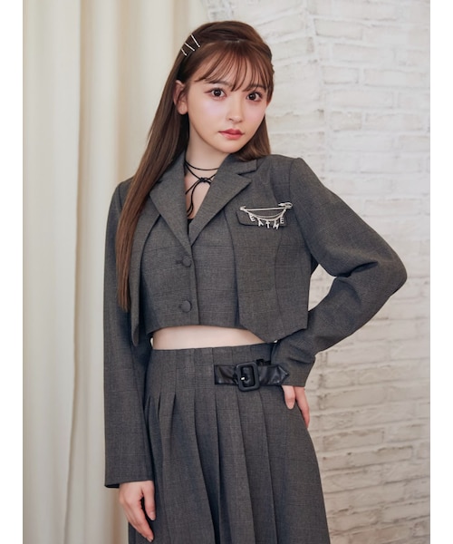 EATME（イートミー）の「マルチWAYショートジャケット（セットアップ可能）（テーラードジャケット・レディース・ブラック/ラベンダー/ブラウン/ミックス・F）」の5枚目の写真