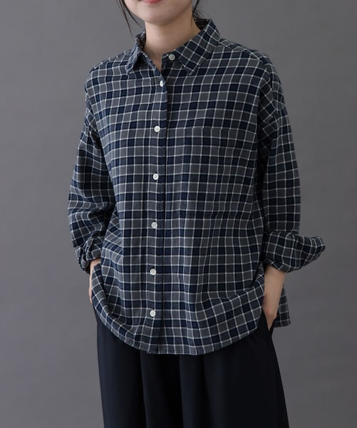 URBAN RESEARCH DOORS(アーバンリサーチドアーズ)の「FORK&SPOON ネルチェックシャツ(シャツ/ブラウス・レディース・NAVY/BROWN/IVORY・1)」の3枚目の写真