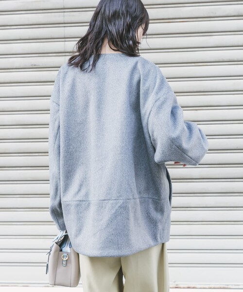 ITEMS URBANRESEARCH（アイテムズ アーバンリサーチ）の「ノーカラーコクーンジャケット（ノーカラージャケット・レディース・GRY/IVO・Free）」の16枚目の写真