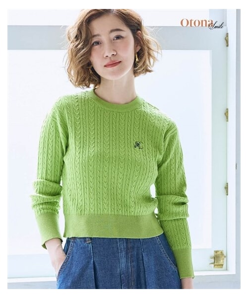 nissen（ニッセン）の「＜大きいサイズ＞ケーブル編ロゴニット