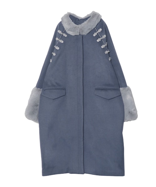 PAMEO POSE（パメオポーズ）の「Mandarin Cocoon Coat（その他アウター・レディース・ブラック/ブルー/ベージュ/カーキ・F）」の8枚目の写真
