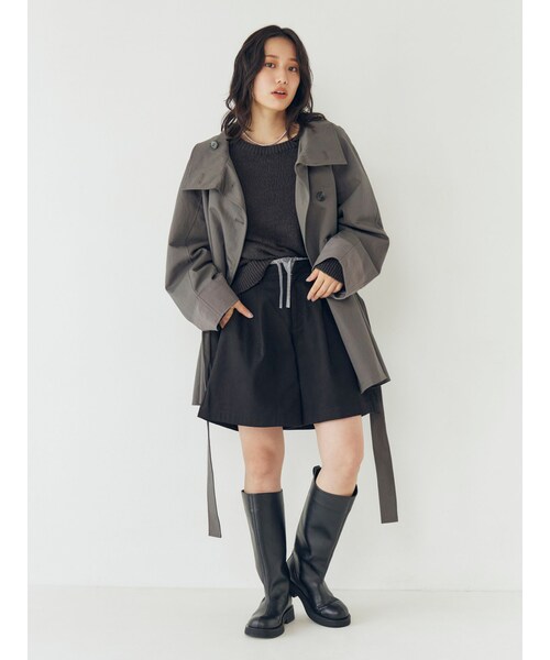 Ungrid（アングリッド）の「レイヤードデザインハーフパンツ（その他パンツ・レディース・ブラック/ベージュ・F）」の2枚目の写真