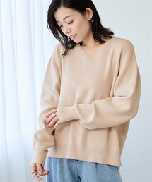 nissen | マシュマロニット畦編みオーバーサイズVネックトップス＜大きいサイズ有＞(ニット/セーター)