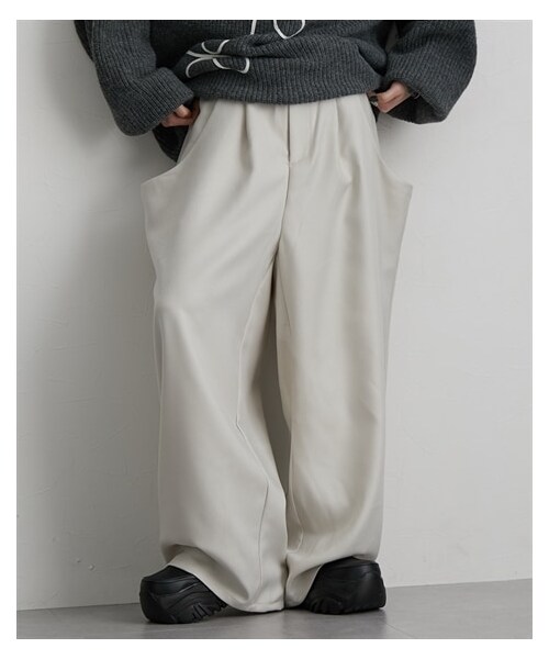 nissen（ニッセン）の「【Soiunique】ワイドドレープポケットパンツ（パンツ・レディース・アイボリー/ベージュ/ブラック・F）」の7枚目の写真