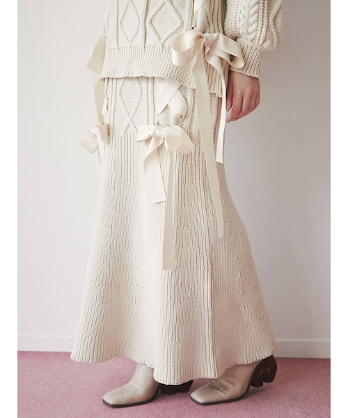 ribbon ribbon knit skirt