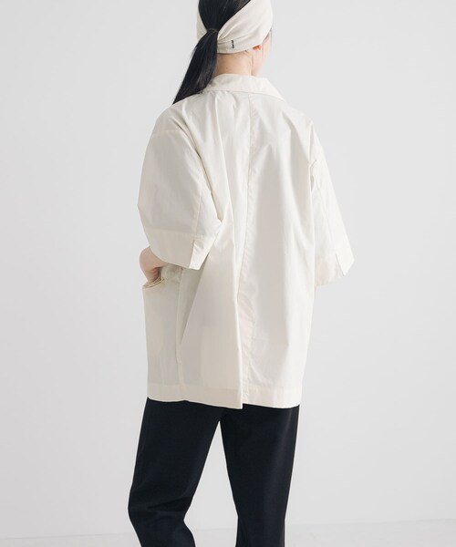 URBAN RESEARCH（アーバンリサーチ）の「コットンハーフスリーブジャケット（テーラードジャケット・レディース・IVORY/BLACK・FREE）」の9枚目の写真