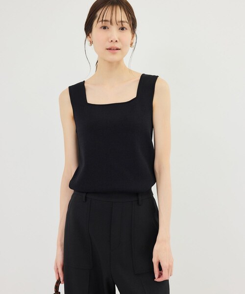 ROPE' PICNIC（ロペピクニック）の「スクエアネックニットタンクトップ（タンクトップ・レディース・ブラック/キナリ/ダークブラウン/クリーム・F）」の10枚目の写真