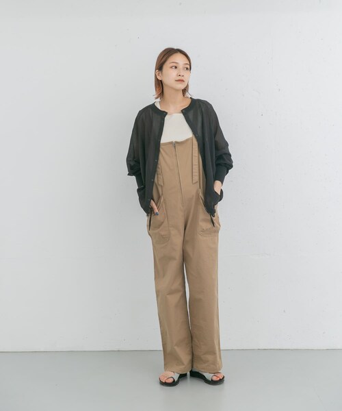 EKAL(エカル)の「製品洗いジップデザインサロペット(サロペット/オーバーオール・レディース・チャコール/キャメル・one)」の19枚目の写真