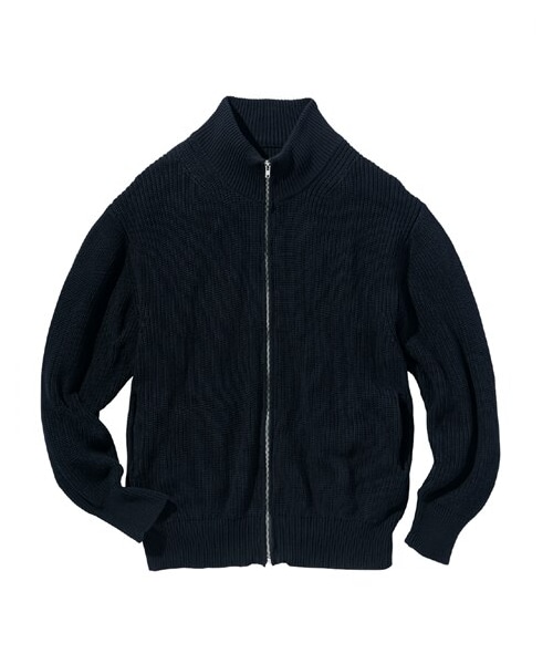 nissen（ニッセン）の「綿１００％ジップアップニットブルゾン（ニット/セーター・メンズ・黒/チャコールグレー・M/L/LL/3L/4L/5L/6L/8L/10L）」の3枚目の写真