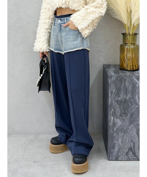 EVRIS（エヴリス）の「ドッキングスウェットデニムパンツ【セットアップ着用可能】（スウェットパンツ・レディース・ブラック/ネイビー・S/M）」の20枚目の写真