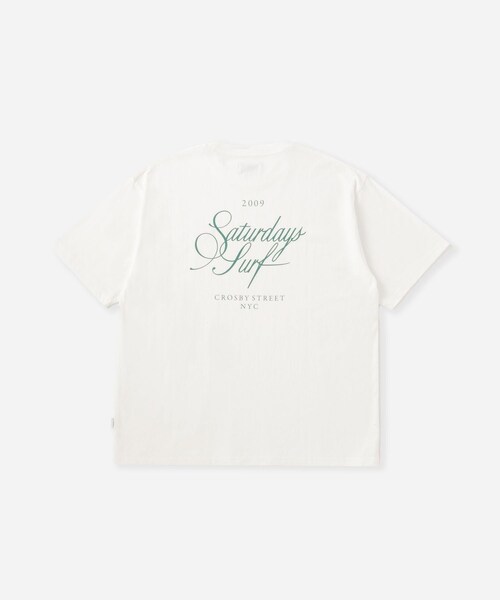 Saturdays NYC(サタデーズ ニューヨークシティ )の「Cursive Saturdays Surf Relaxed SS Tee(Tシャツ/カットソー・レディース・ホワイト/ブラウン/キミドリ・L/M/S/XL/XS)」の6枚目の写真