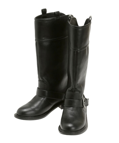 Ungrid（アングリッド）の「バックルコンビロングブーツ（ブーツ・レディース・ブラック/ブラウン・S/M/L）」の2枚目の写真