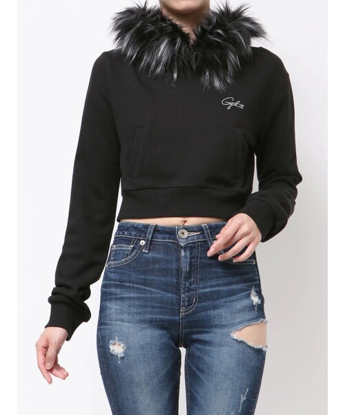 GYDA（ジェイダ）の「Gyda bijouファーパーカー（パーカー・レディース・オフホワイト/グレー/ブラック・F）」の4枚目の写真