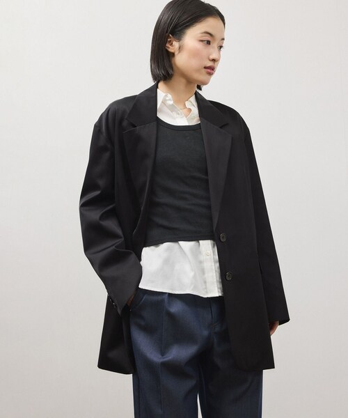 ADAM ET ROPE'（アダムエロペ）の「シルキーリラックスジャケット（テーラードジャケット・レディース・ブラック/ベージュ・36/38）」の17枚目の写真