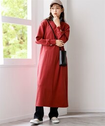 nissen | 大きいサイズもちもちやわらかボタンデザインロングワンピース(ワンピース)