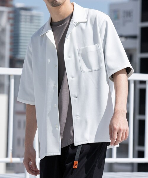 URBAN RESEARCH ROSSO（アーバンリサーチロッソ）の「『WEB限定』『セットアップ対応』パナマ風オープンカラー半袖シャツ（シャツ/ブラウス・メンズ・NAVY/WHITE/ICE GRAY/MOCHA/BLACK・M/L）」の20枚目の写真