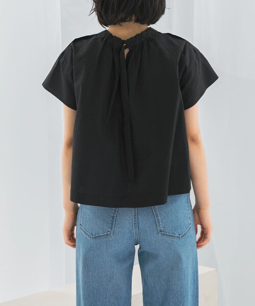 URBAN RESEARCH ROSSO（アーバンリサーチロッソ）の「シアサッカーショートギャザーブラウス（シャツ/ブラウス・レディース・WHITE/GREEN/BLACK・FREE）」の14枚目の写真