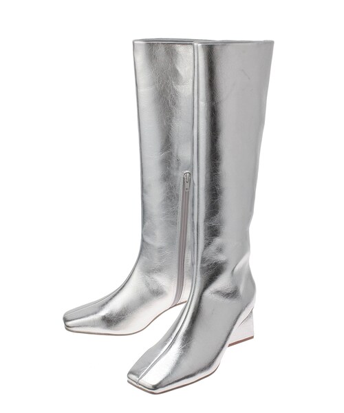 ELENDEEK（エレンディーク）の「SQUARE LONG BOOTS（ブーツ・レディース・アイボリー/ブラック/シルバー・37/38）」の12枚目の写真