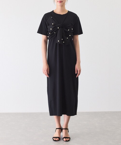 Jayro（ジャイロ）の「デコリボンパールドッキングワンピース（ワンピース・レディース・ブラック/グレー/ネイビー・M）」の22枚目の写真