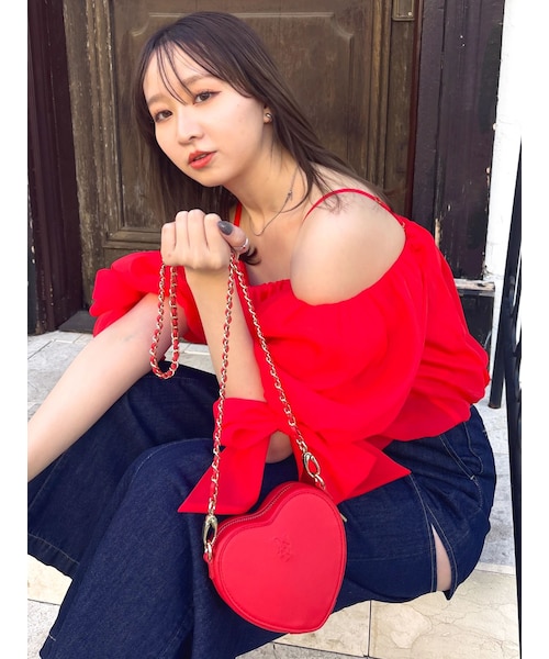 dazzlin（ダズリン）の「ハートチェーンショルダーバッグ（ショルダーバッグ・レディース・レッド/シルバー・F）」の3枚目の写真