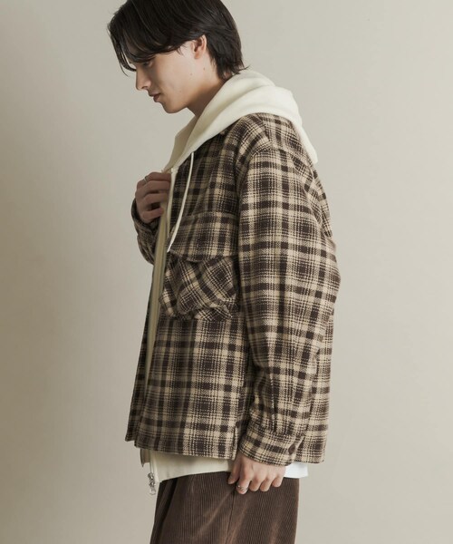 SENSE OF PLACE by URBAN RESEARCH(センスオブプレイスバイアーバンリサーチ)の「ヘビーネルチェックシャツジャケット(テーラードジャケット・メンズ・NVY×ORG/BRN×BEG・M/L)」の21枚目の写真