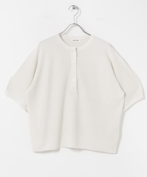 URBAN RESEARCH DOORS(アーバンリサーチドアーズ)の「FORK&SPOON ペーパーニットヘンリーネックプルオーバー(ニット/セーター・レディース・IVORY/BROWN・1)」の1枚目の写真
