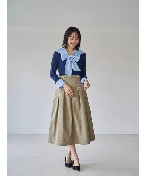 TONAL（トーナル）の「【Dickies別注】マリンタックフレアスカート（スカート・レディース・グレー/ダークグリーン/ネイビー/ブラウン/ベージュ/ダークブラウン・S/M）」の22枚目の写真