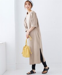 nissen | サイドポケット付ロング丈ワンピース（選べるデザイン）(ワンピース)