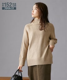 nissen | 小さいサイズ　サイドリブ切替ハイネックニット　低身長さん・小柄女性(ニット/セーター)