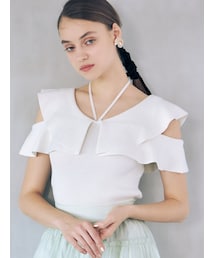 MERCURYDUO | マルチウェイストラップダブルラッフルニット(ニット/セーター)