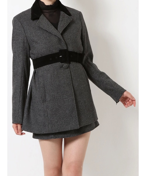EATME（イートミー）の「ベルト付きテーラードジャケット（セットアップ可能）（テーラードジャケット・レディース・ブラック/ブラウン/グレー・F）」の3枚目の写真