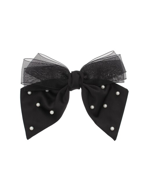 RESEXXY（リゼクシー）の「ポイントパールリボン（バレッタ/ヘアクリップ・レディース・ホワイト/ブラック・F）」の2枚目の写真