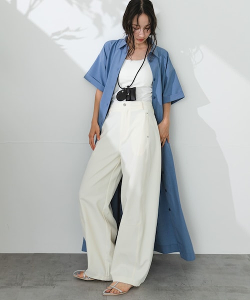 SENSE OF PLACE by URBAN RESEARCH（センスオブプレイスバイアーバンリサーチ）の「『UR TECH DRYLUXE』リネンライクワンピース（ワンピース・レディース・CHARCOAL/KHAKI/L.BLUE・COMPACT/One）」の3枚目の写真