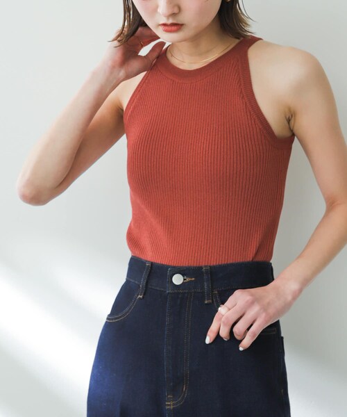 SENSE OF PLACE by URBAN RESEARCH（センスオブプレイスバイアーバンリサーチ）の「カップツキアメスリニットタンクトップ（タンクトップ・レディース・BRICK/IVORY/BLACK・One/one）」の4枚目の写真