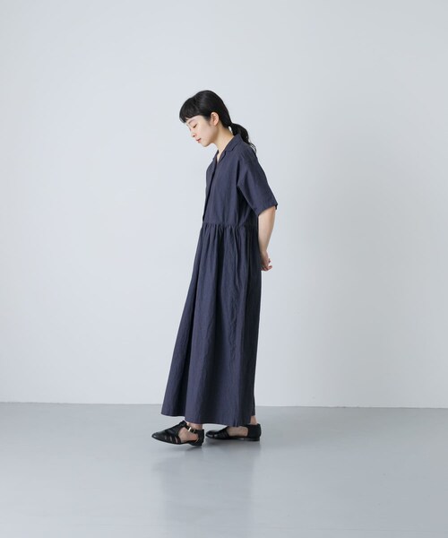 かぐれ（カグレ）の「オープンカラーシャツワンピース（ワンピース・レディース・NAVY/BLACK・Free）」の18枚目の写真