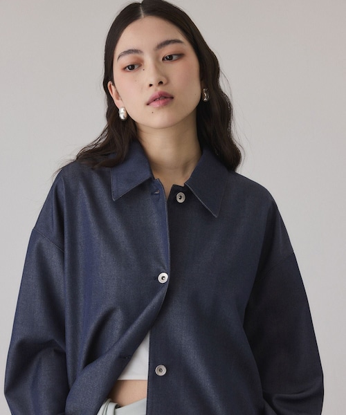 ADAM ET ROPE'（アダムエロペ）の「NIKKE TW DENIM SHIRT JACKET（ブルゾン・レディース・ブラック/ネイビー・F）」の12枚目の写真