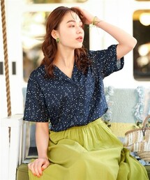 nissen | 大きいサイズテーラードプリントシャツ(シャツ/ブラウス)