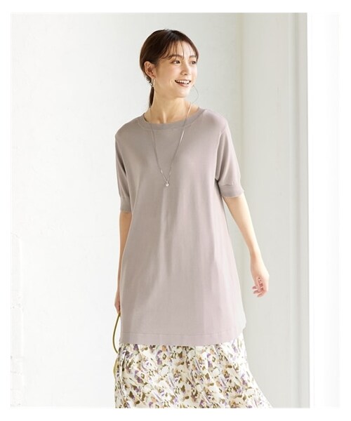 nissen（ニッセン）の「大きいサイズ洗濯機で洗えるさらっと軽いひんやりニットチュニック（ＵＶカット・接触冷感・遮熱・毛玉防止）（チュニック・レディース・黒/チャコールブラウン/シルバーグレー/コバルトブルー/レモンイエロー・L~LL相当/3L~4L相当/5L~6L相当/8L相当/10L相当）」の14枚目の写真