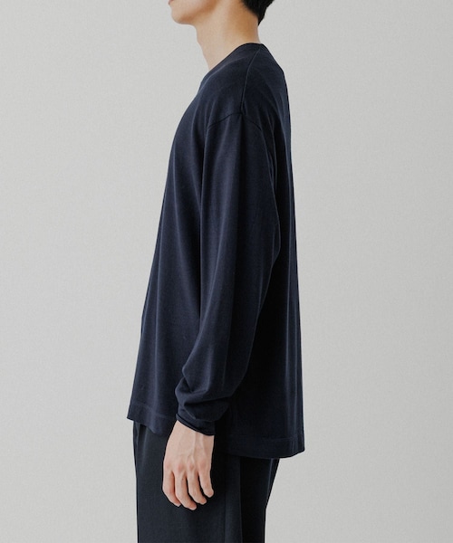 ADAM ET ROPE'（アダムエロペ）の「【NIKKE】ウール天竺 ロングスリーブ ニットTシャツ（Tシャツ/カットソー・メンズ・ブラック/ネイビー・L/M）」の8枚目の写真