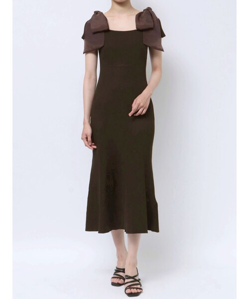 MERCURYDUO（マーキュリーデュオ）の「ショルダーリボンニットワンピース（ワンピース・レディース・ブラック/ブラウン/ベージュ・S/M）」の18枚目の写真