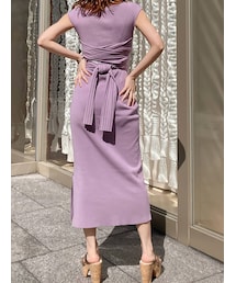 MERCURYDUO | ワイドリブクロスリボンニットワンピース(ワンピース)