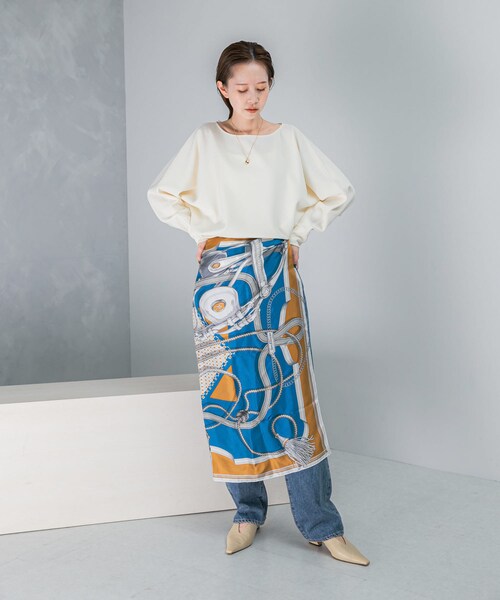 URBAN RESEARCH ROSSO（アーバンリサーチロッソ）の「ニットジョーゼットドルマンプルオーバー（シャツ/ブラウス・レディース・OFF WHITE/NAVY・FREE）」の5枚目の写真