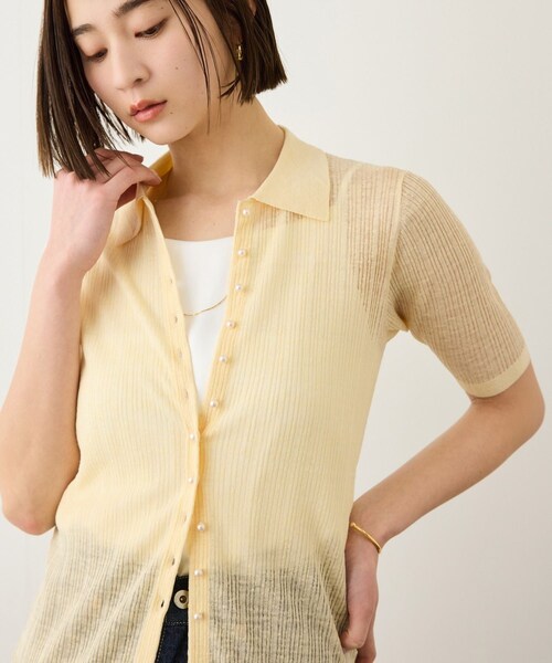 ROPE'（ロペ）の「シルクリネンポロ襟ニットカーディガン/イージーケア（カーディガン/ボレロ・レディース・ブラック/ネイビー/クリーム・F）」の16枚目の写真